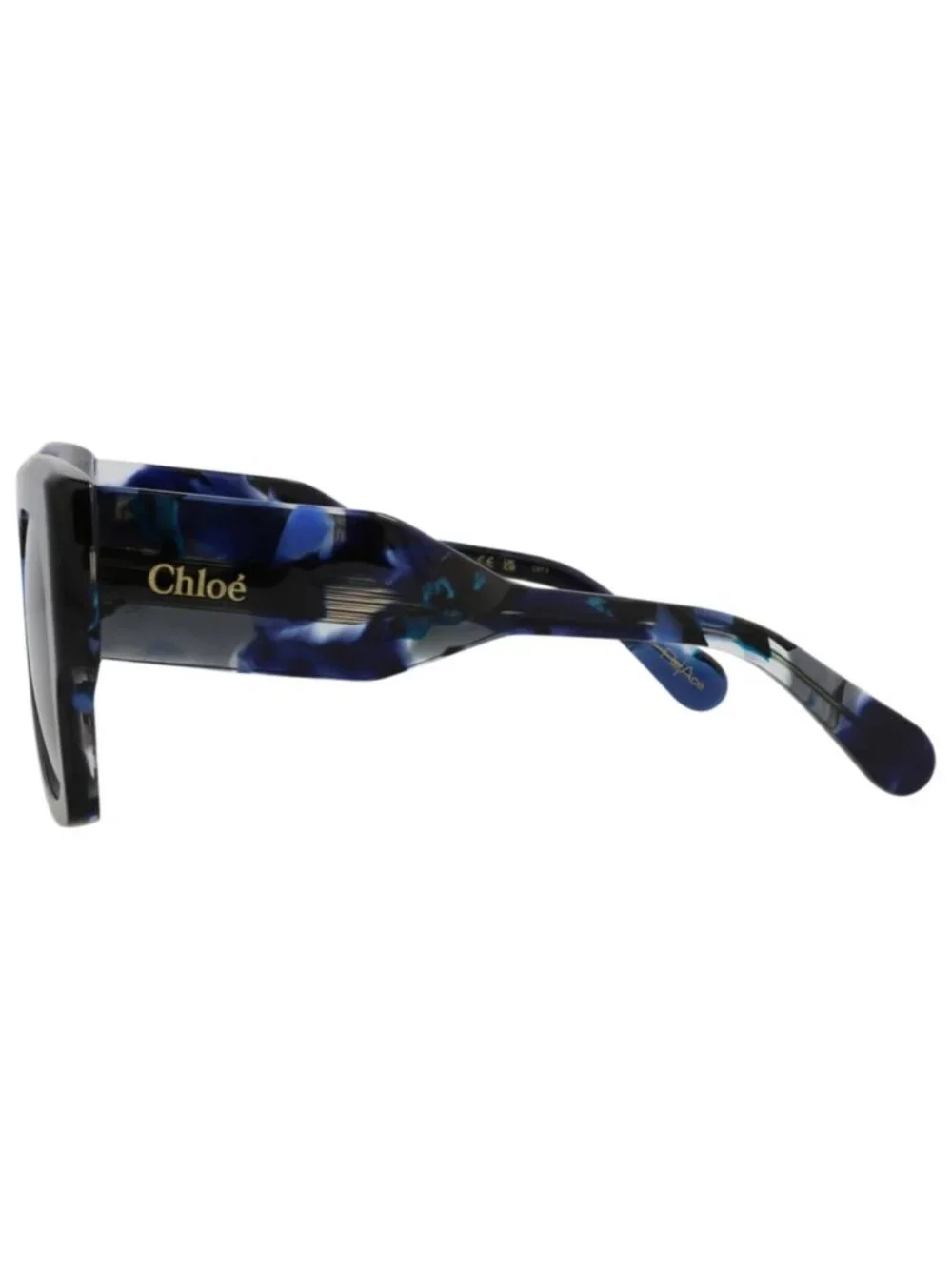 New Chloé Women's Sunglasses Square Rectangle Recycled Acetate Frame Blue Blue